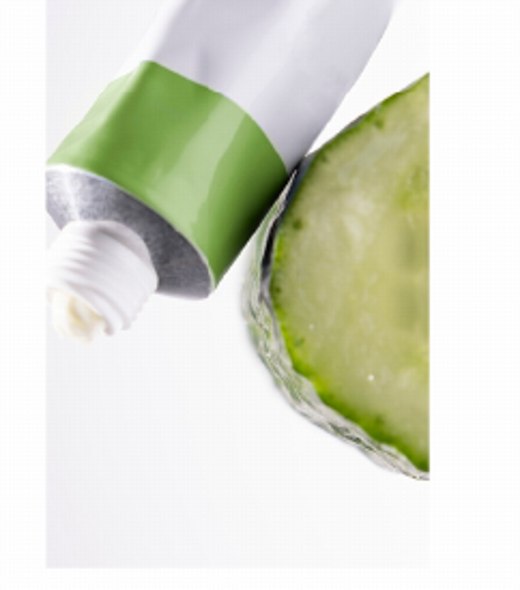 SOLAVIS product photography — tube and cucumber detail